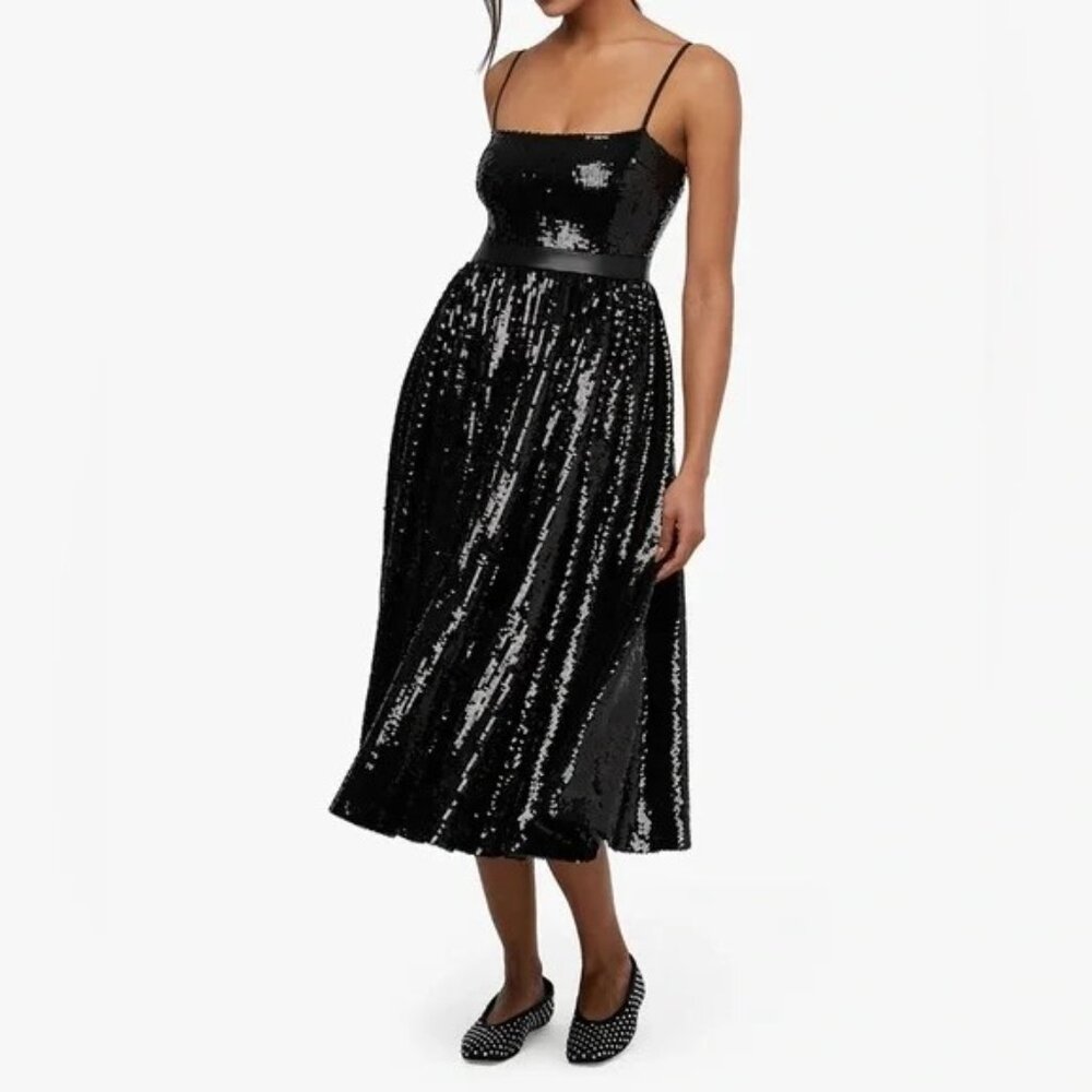 We Wore What Womens Sequin Midi Dress Black Midi Size 0 NWT